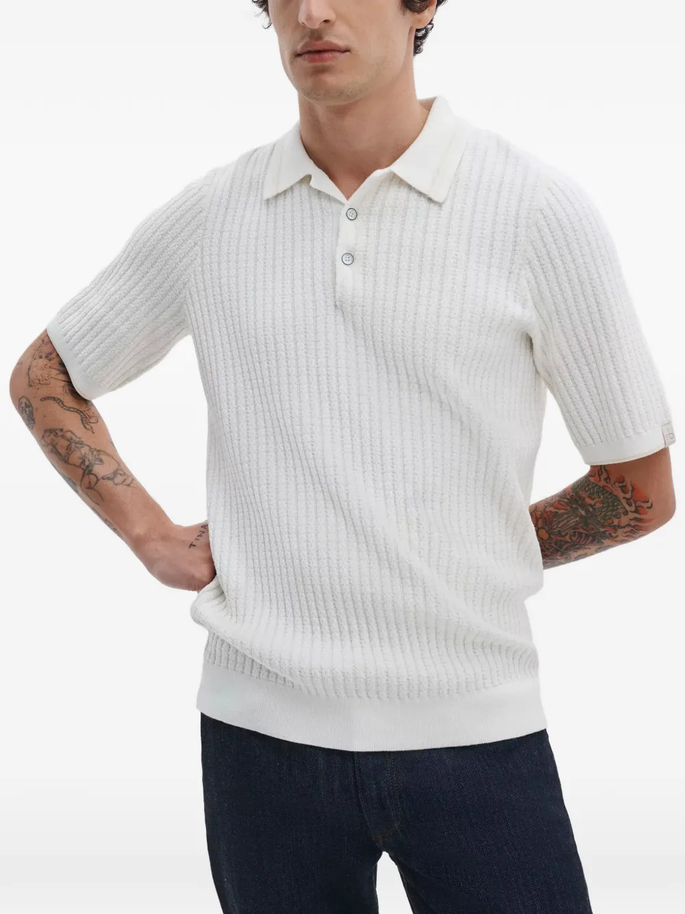  Rag & Bone Harvey Textured Polo Shirt - Neutrals 