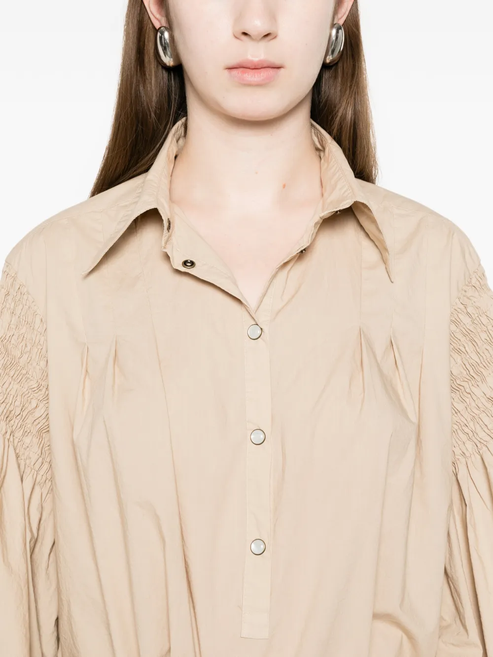PINKO Bouquet gesmockte blouse Beige