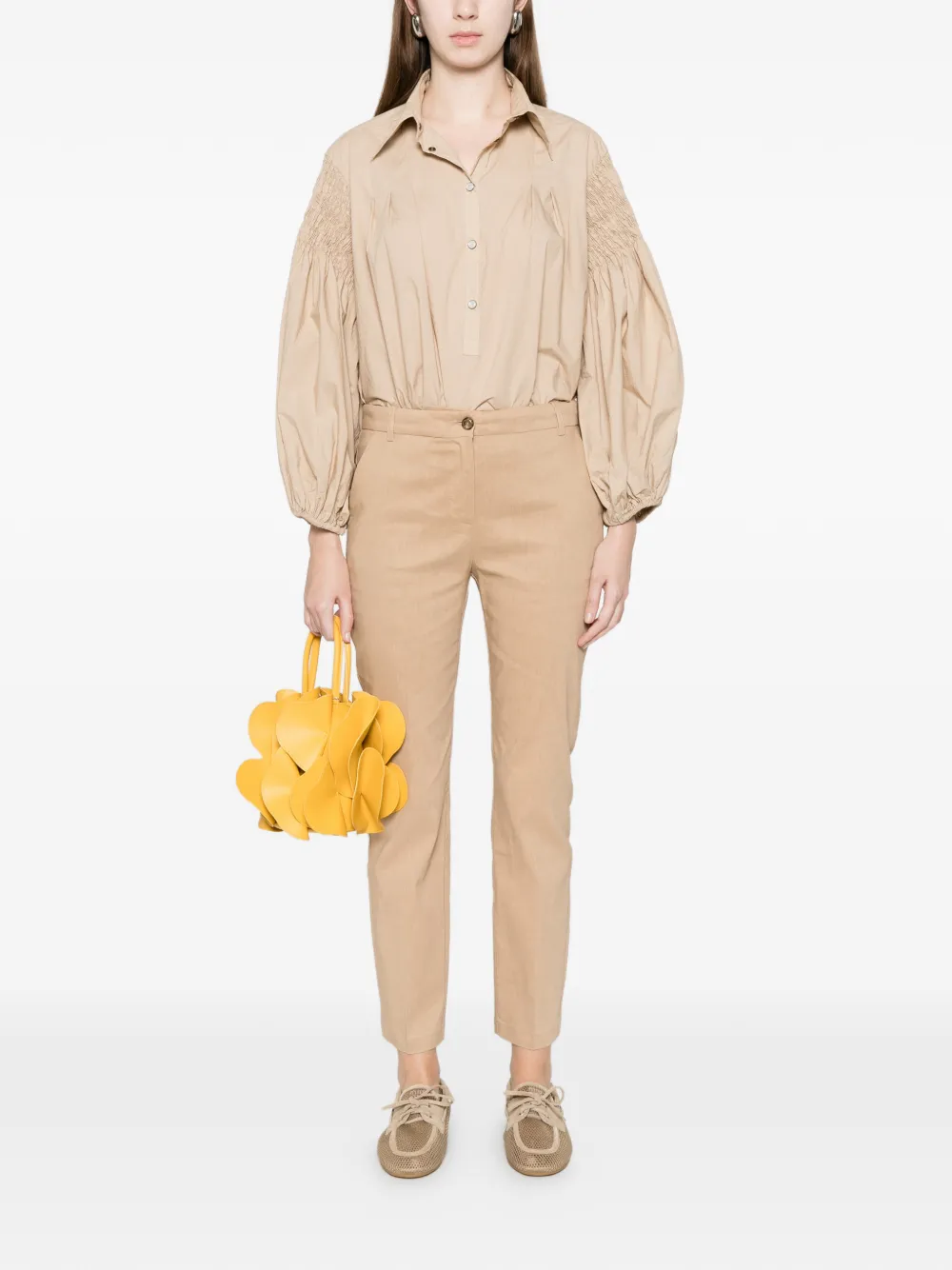 PINKO Bouquet gesmockte blouse Beige