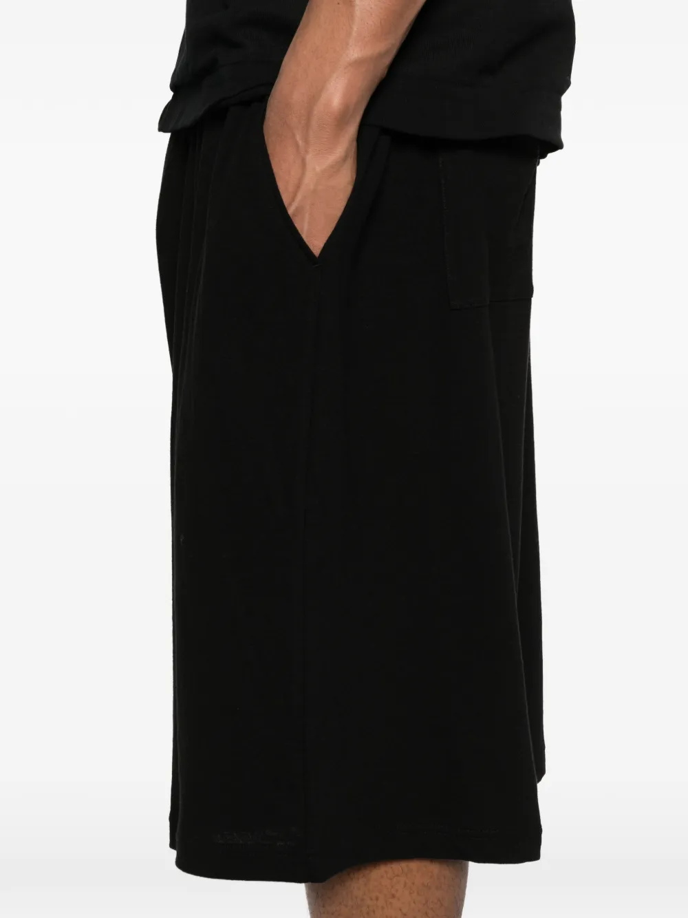 Yohji Yamamoto Shorts met elastische tailleband Zwart