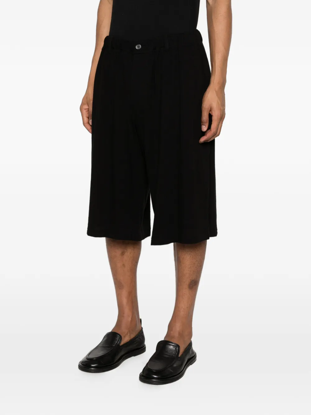 Yohji Yamamoto Shorts met elastische tailleband Zwart