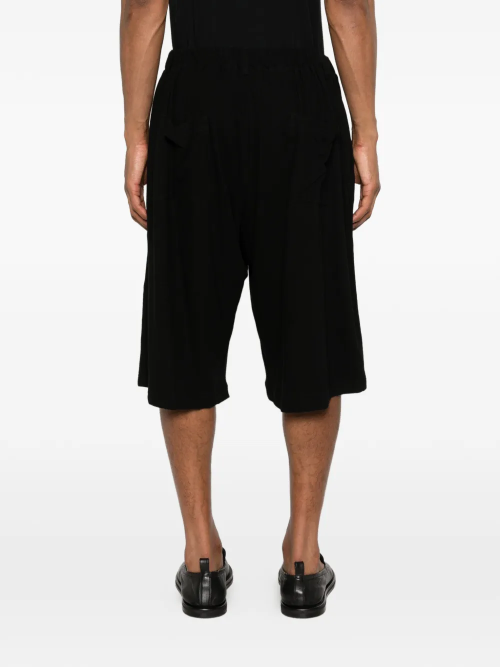 Yohji Yamamoto Shorts met elastische tailleband Zwart