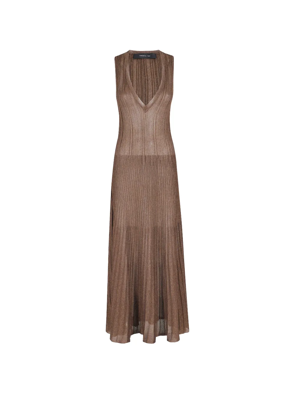 Federica Tosi V-neck pleated midi dress - Marrone