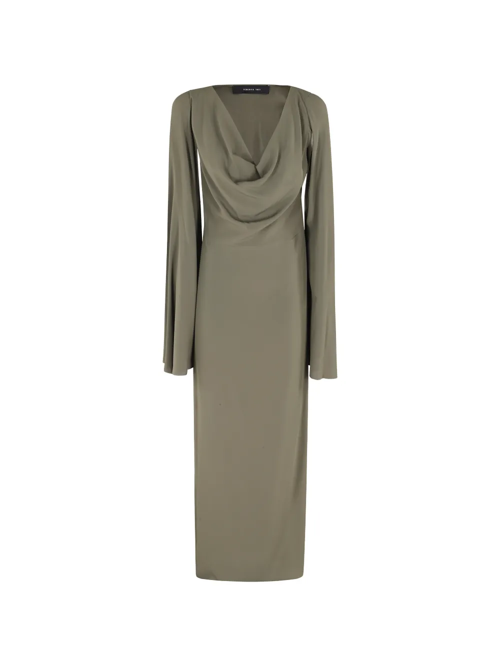 Federica Tosi cowl bell-sleeve midi dress - Verde
