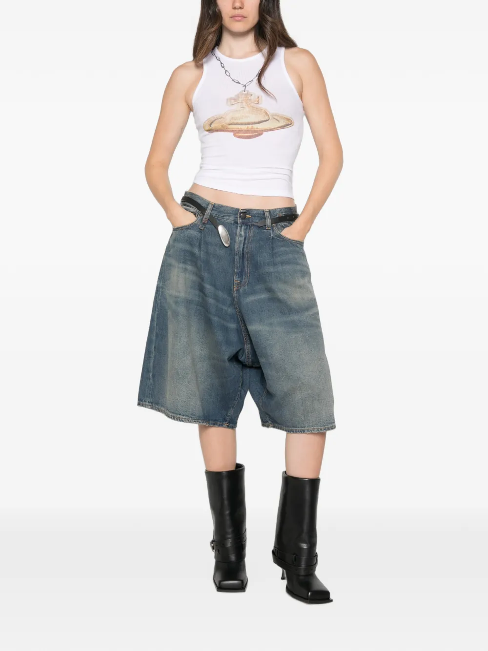 Vivienne Westwood オーブプリント リブトップ | ブルー | FARFETCH JP