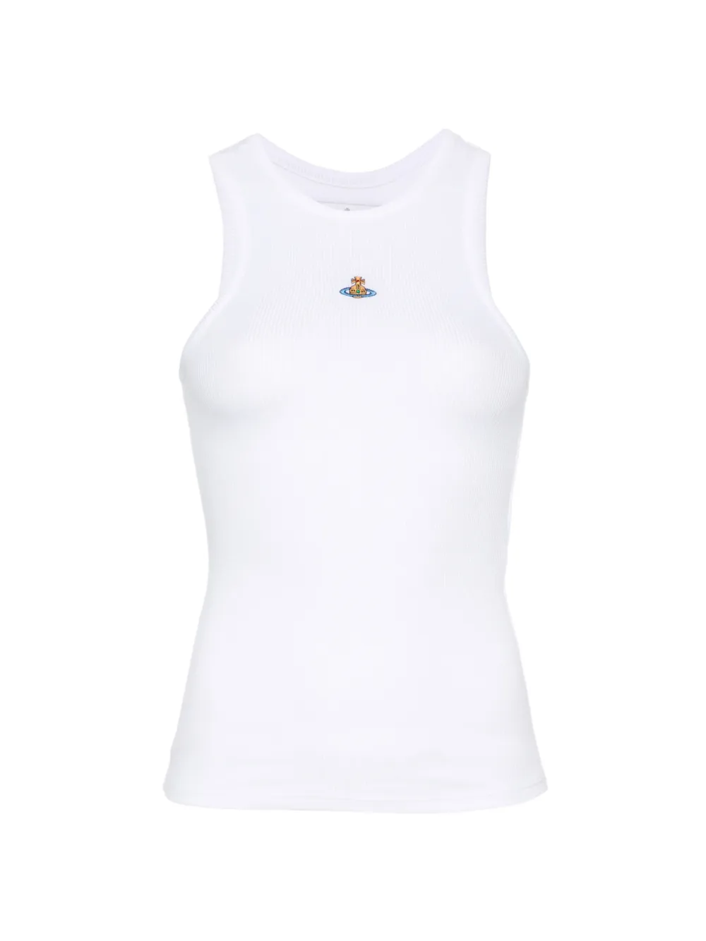 Vivienne Westwood 90s orb-embroidered ribbed vest - Bianco