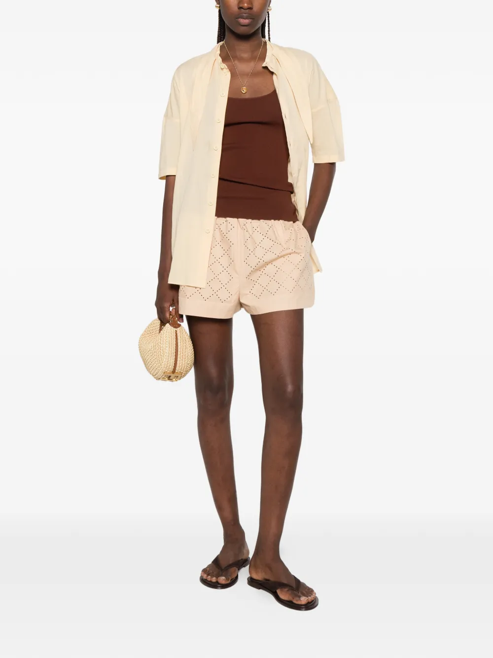 FENDI Beige katoenen Argyle shorts