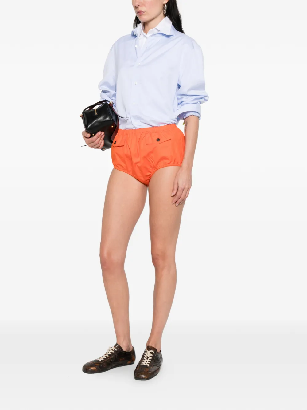  Prada Button Flap Pocket Shorts - Orange 