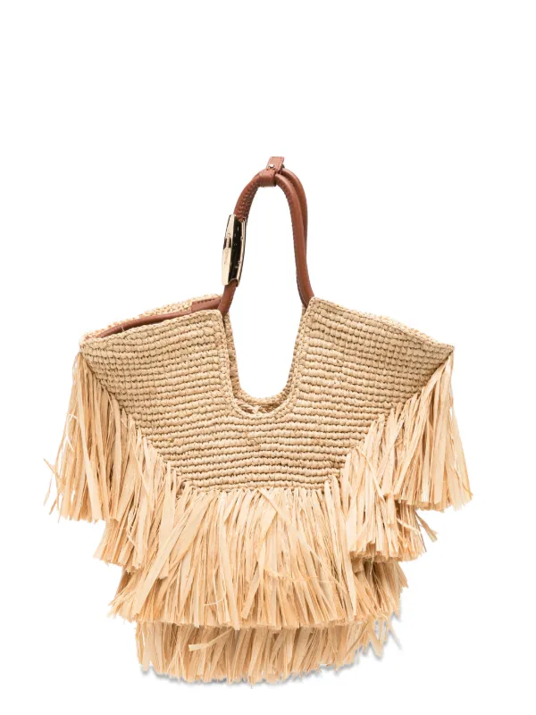 Zimmermann Goldentime Small Fringe Tote in Neutrals