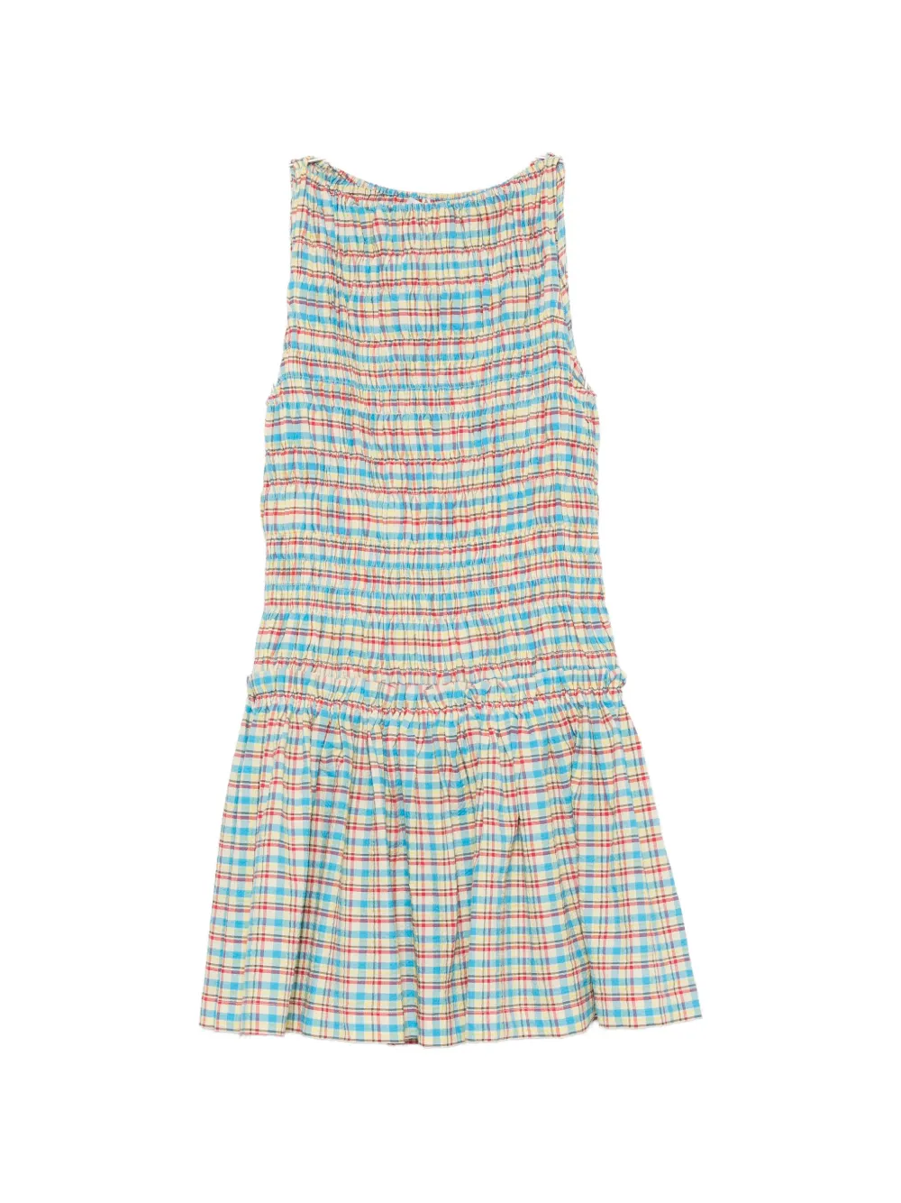 Faithfull Gala smocked checkered mini dress - Blu