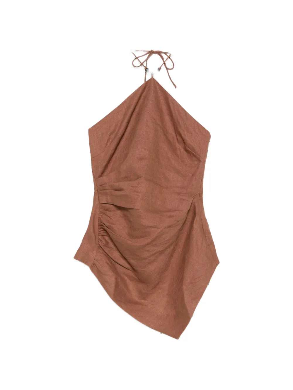 Faithfull Amaia bead-embellished ruched cami top - Marrone