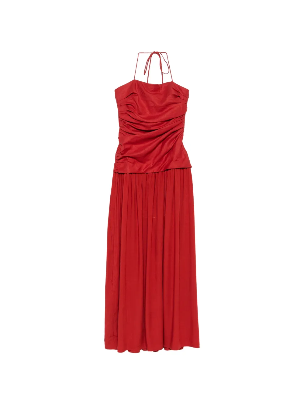 Faithfull Notte ruched-bodice maxi dress - Rot