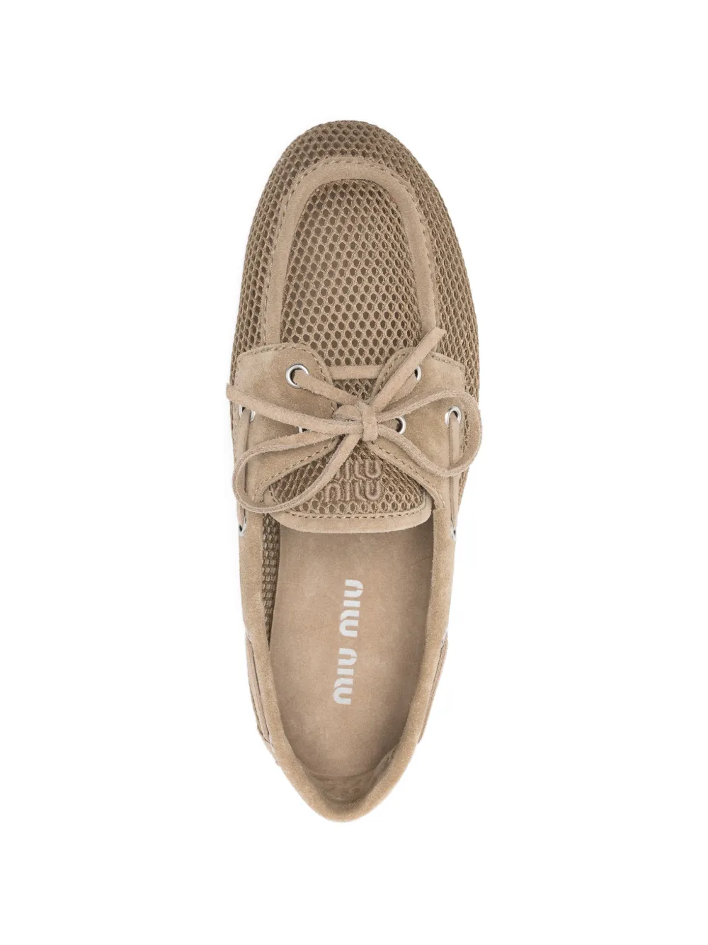 Miu Gehaakte leren bootschoenen Bruin