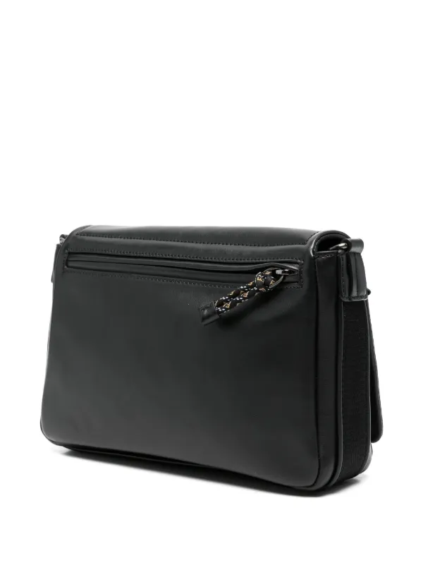 FENDI Flux Buckle Leather Messenger Bag | Black | FARFETCH