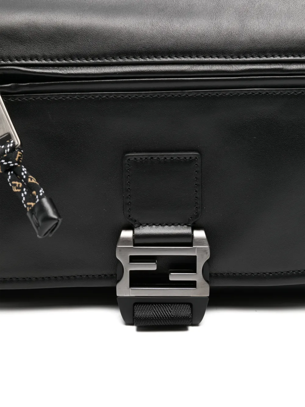 FENDI Flux leren messengertas met gesp Zwart