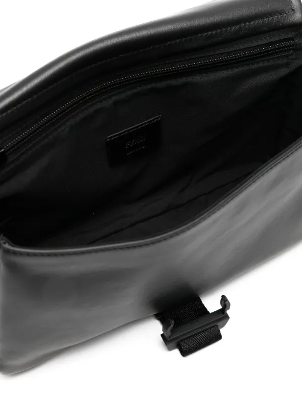 FENDI Flux Buckle Leather Messenger Bag | Black | FARFETCH
