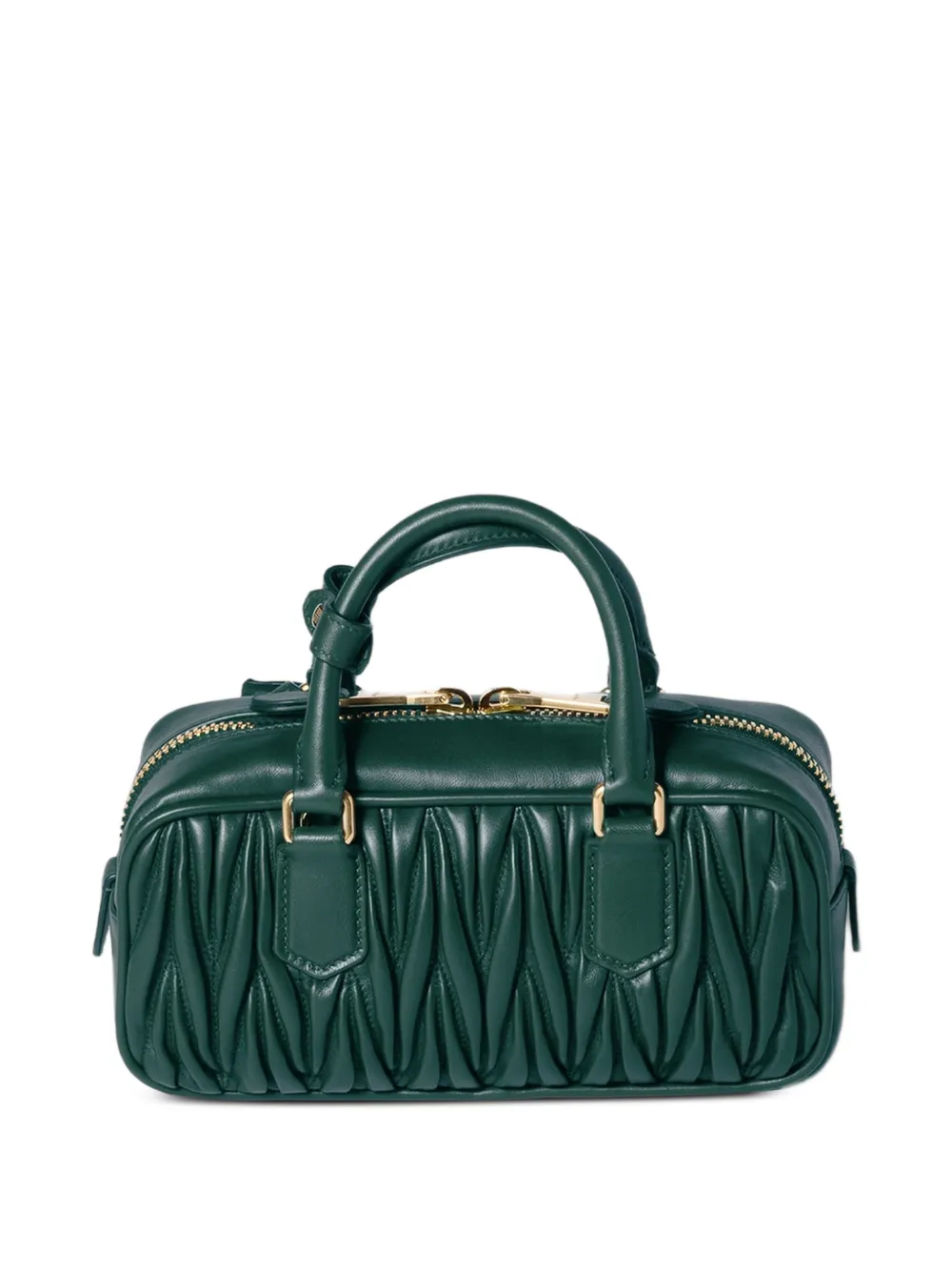 miu miu スエード ハンドバッグ ダークグリーン Miu Miu Arcadie Matelassé Nappa Leather Bag | Green | FARFETCH