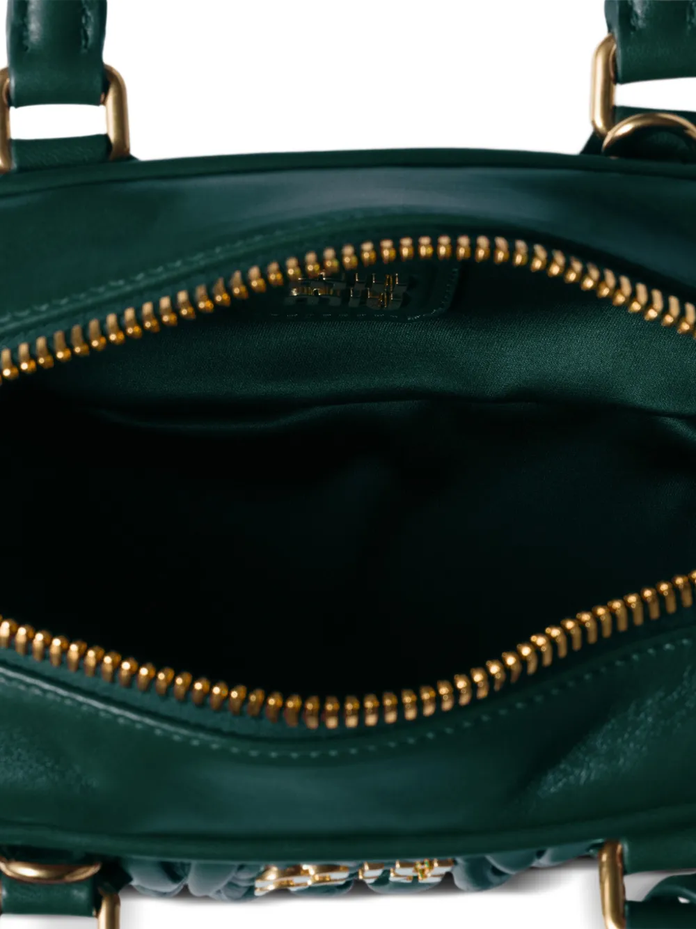 Miu Matelassé leren bucket-tas Groen