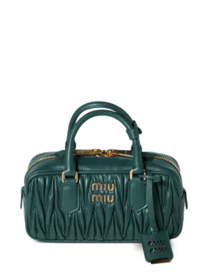 Miu Miu Medium Arcadie Leather Tote Bag | Black | FARFETCH