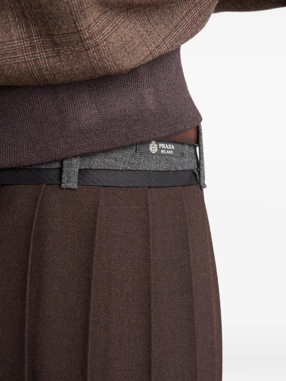 Prada Rush Stitch geplooide midi-rok Bruin