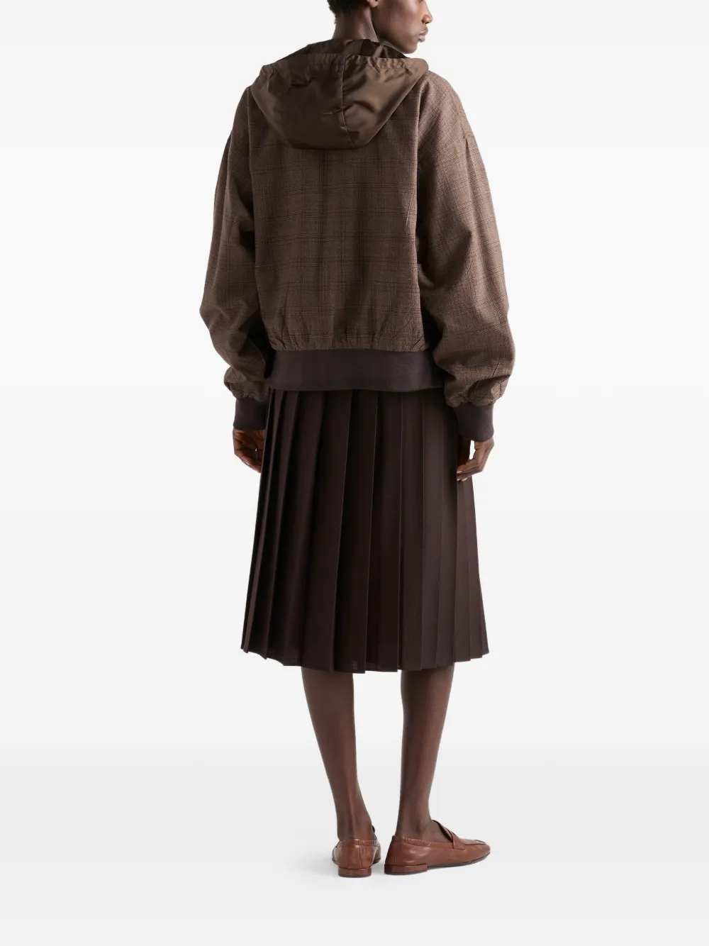 Prada Rush Stitch geplooide midi-rok Bruin