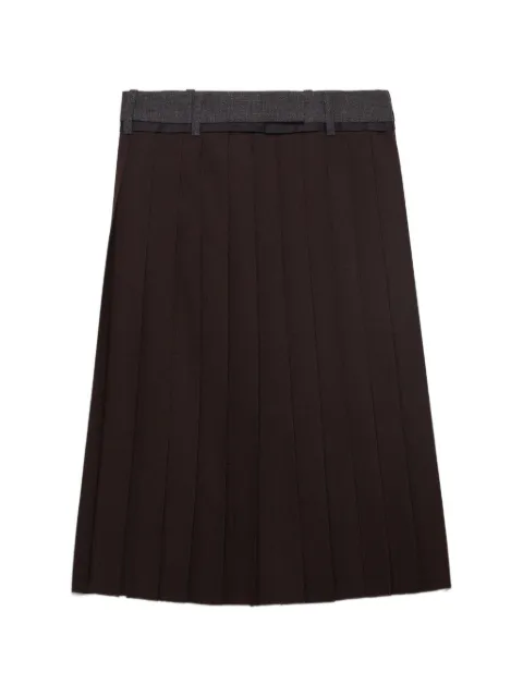 Prada pleated rush stitch midi skirt