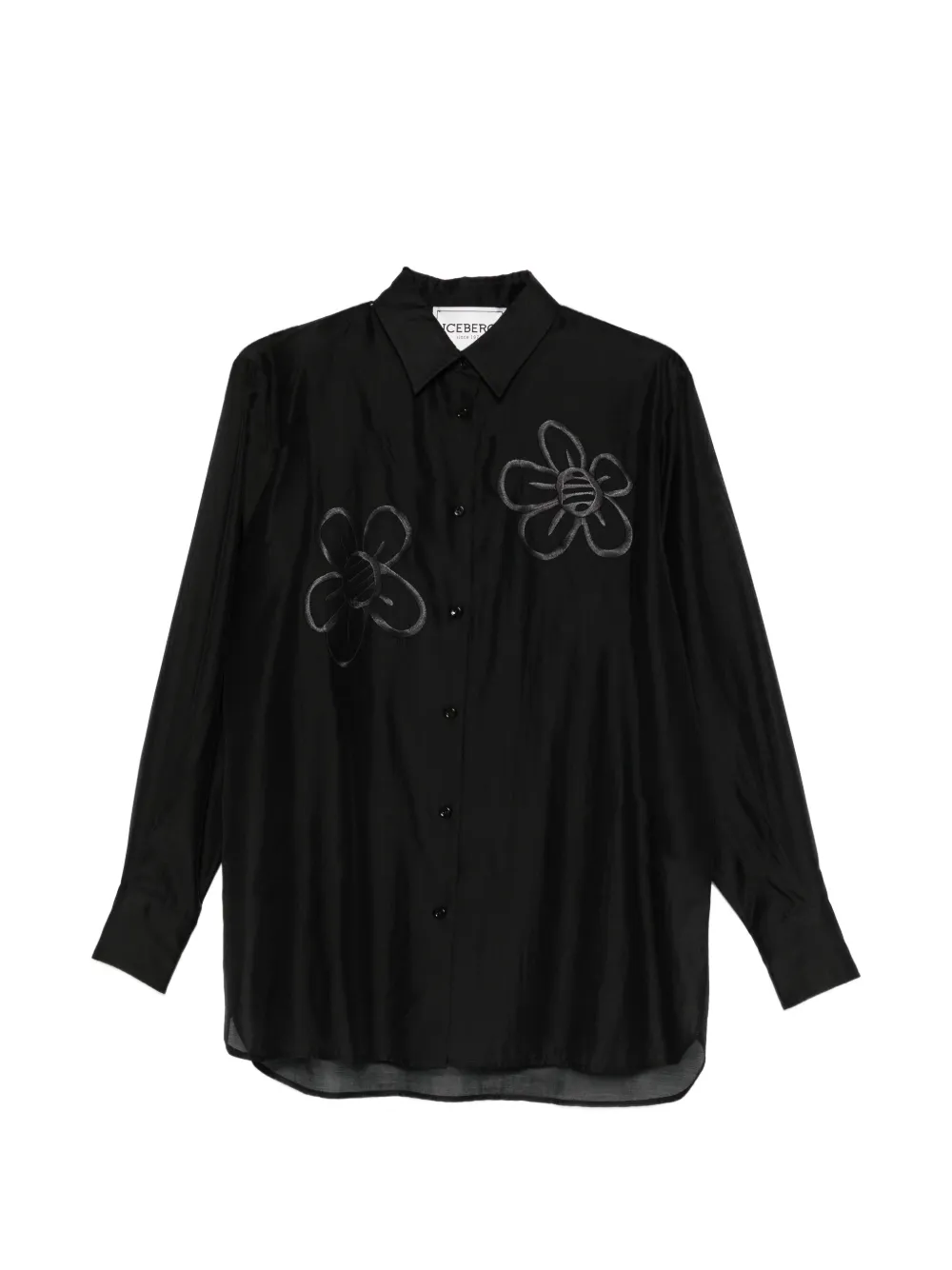 Iceberg Floral-embroidered Shirt In Black