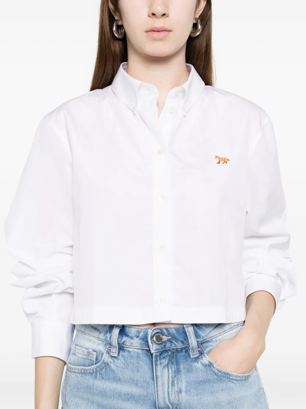 Maison Kitsuné Baby-fox cropped blouse Wit