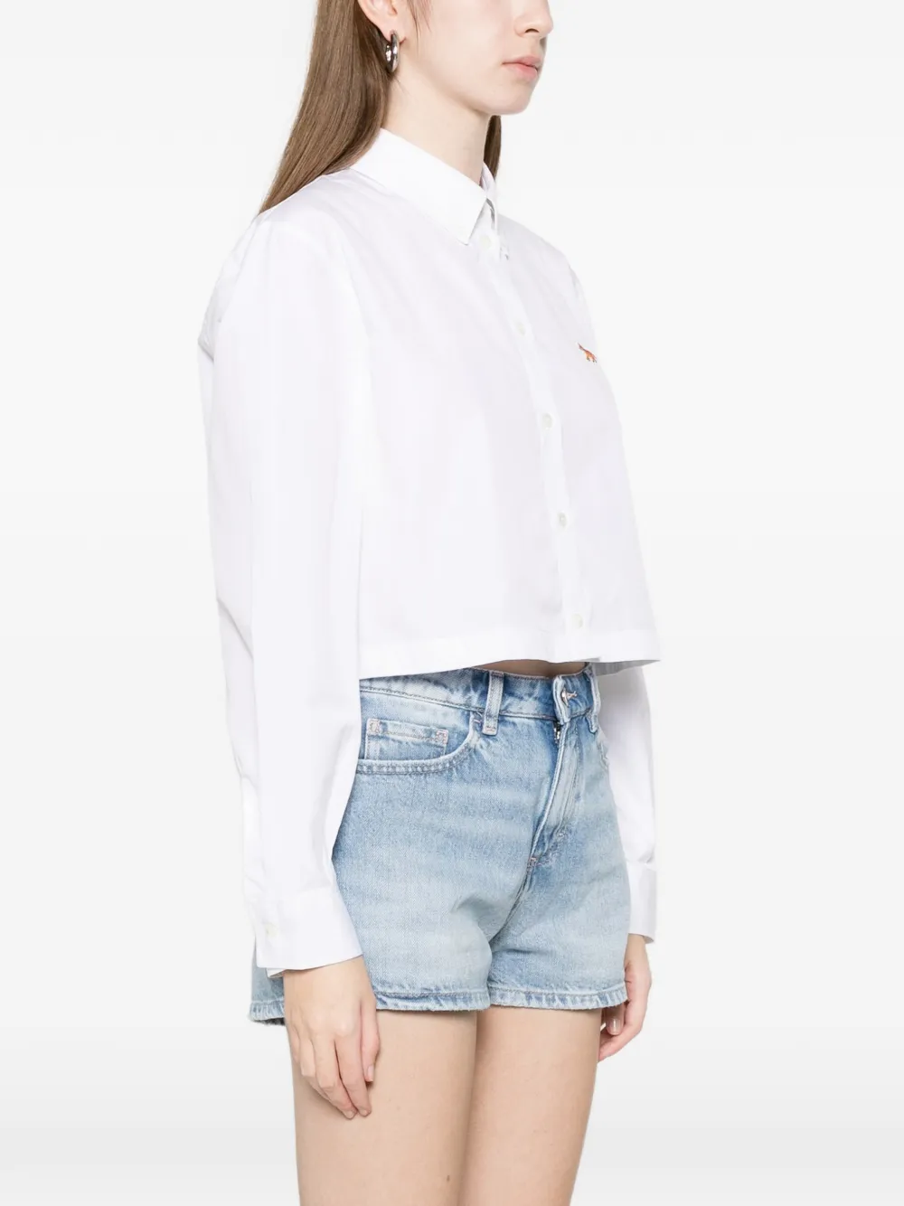 Maison Kitsuné Baby-fox cropped blouse Wit