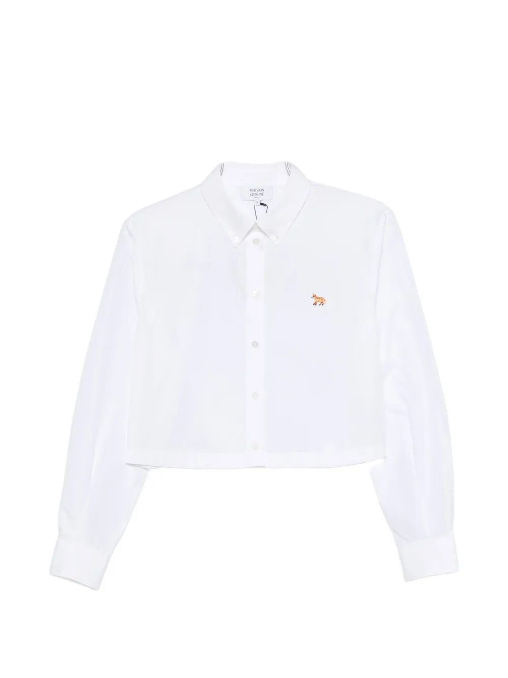 Maison Kitsuné logo-patch long-sleeve shirt - Bianco
