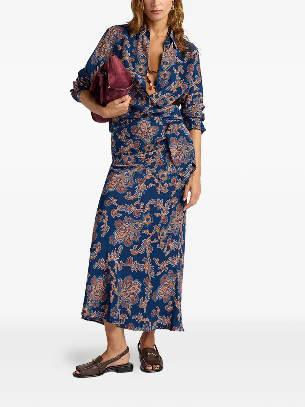  Momoni Dolores Printed Midi Skirt - Blue 