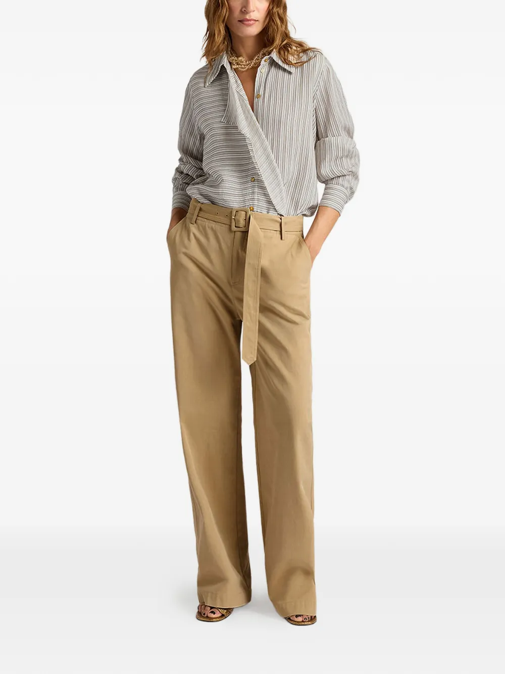  Momoni Lopez In Striped Shirt - White 