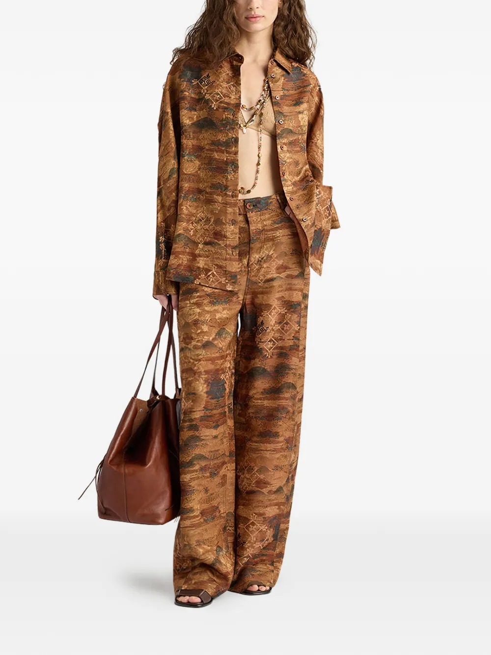  Momoni Jacquard Button Shirt - Brown 