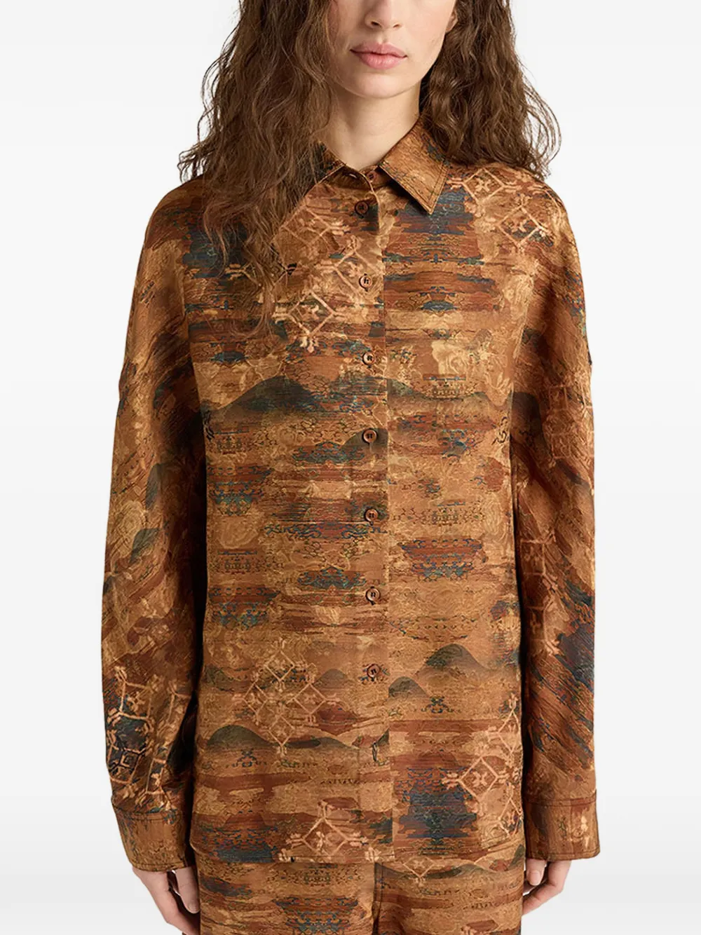  Momoni Jacquard Button Shirt - Brown 
