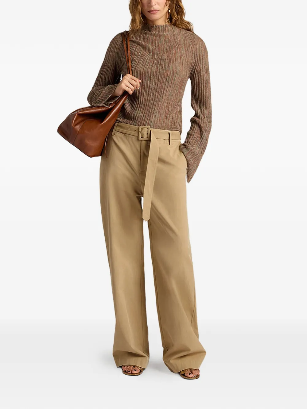  Momoni Ribbed Flared-sleeves Sweater - Brown 