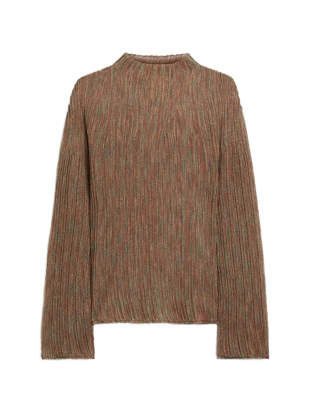 Momoní Ribbed Flared-sleeves Sweater In Brown
