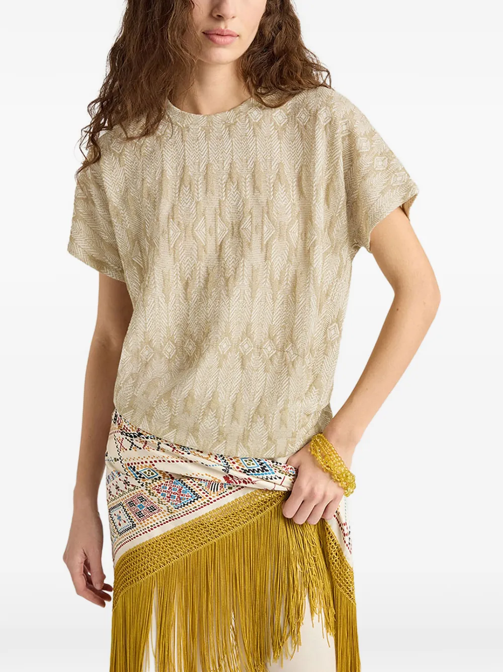  Momoni Pawa Embossed-jacquard T-shirt - Neutrals 