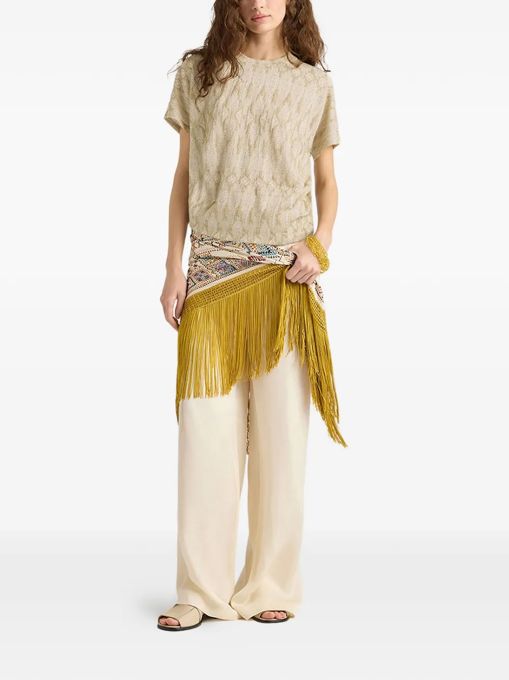  Momoni Pawa Embossed-jacquard T-shirt - Neutrals 