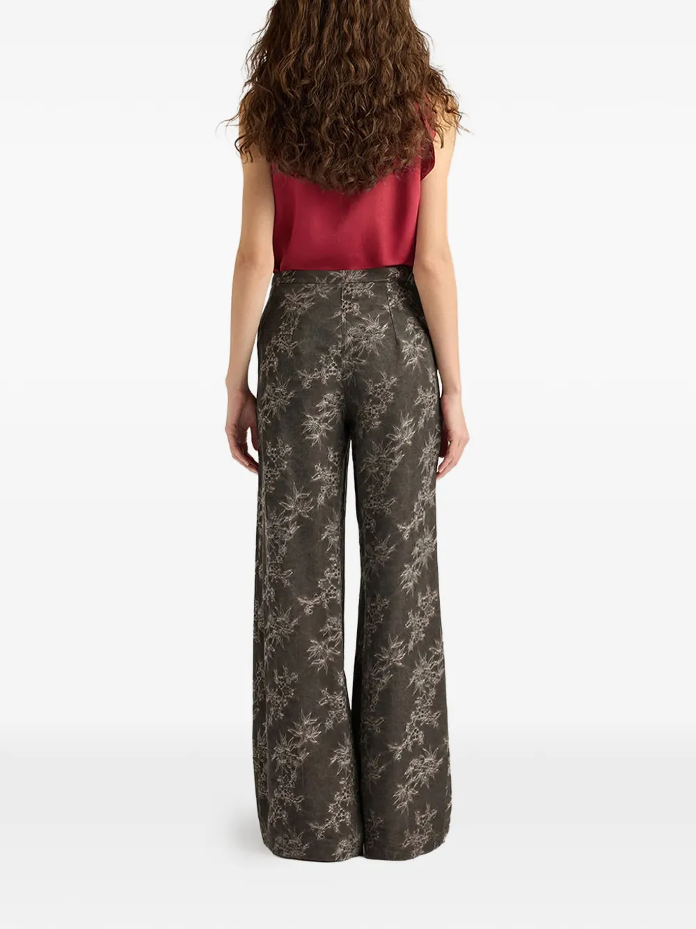 MOMONÌ Palazzo broek met jacquard Grijs