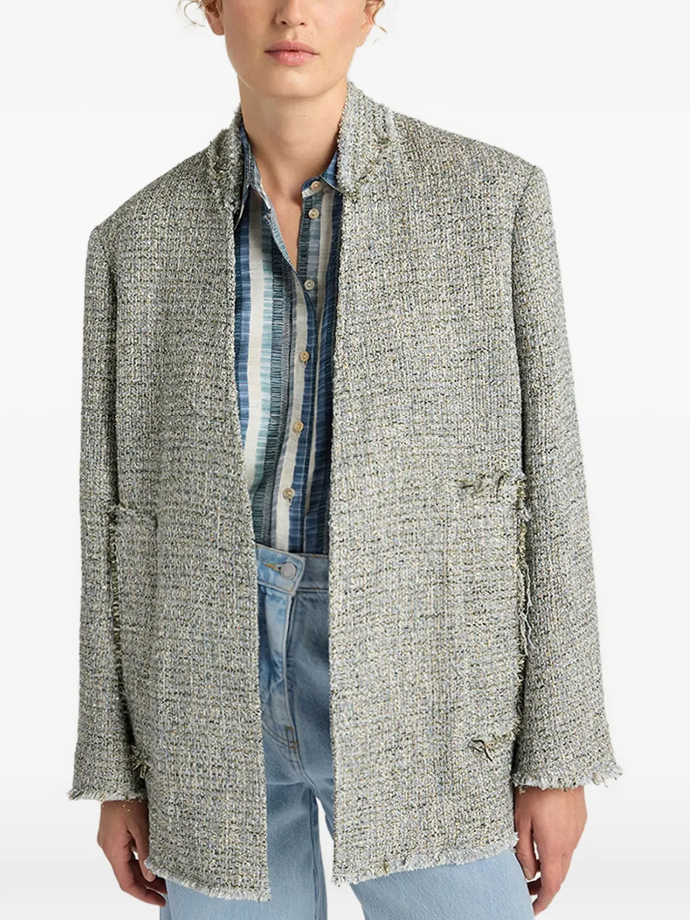 Catalina Frayed Collarless Jacket