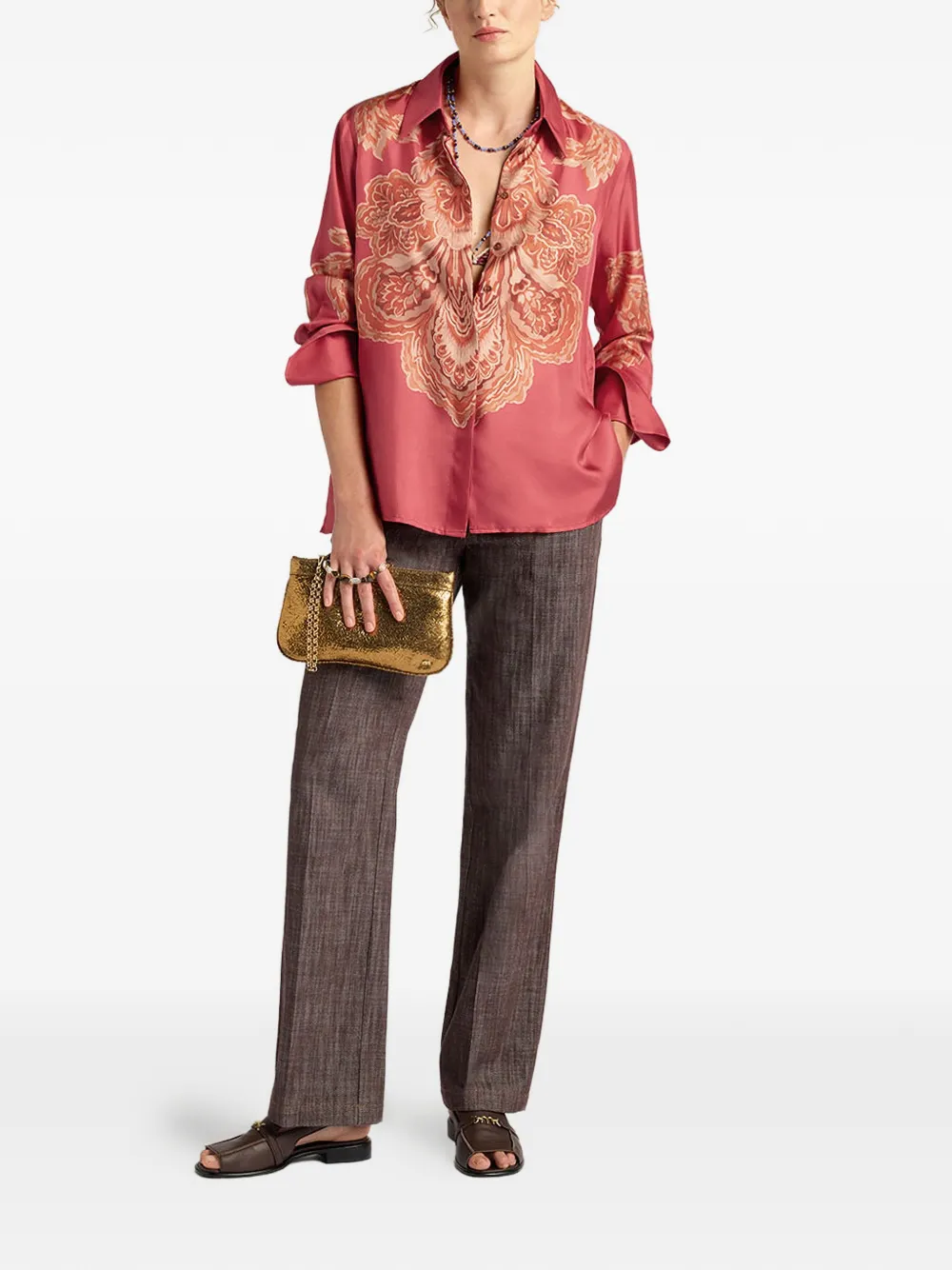  Momoni Nina Placed Print Shirt - Pink 