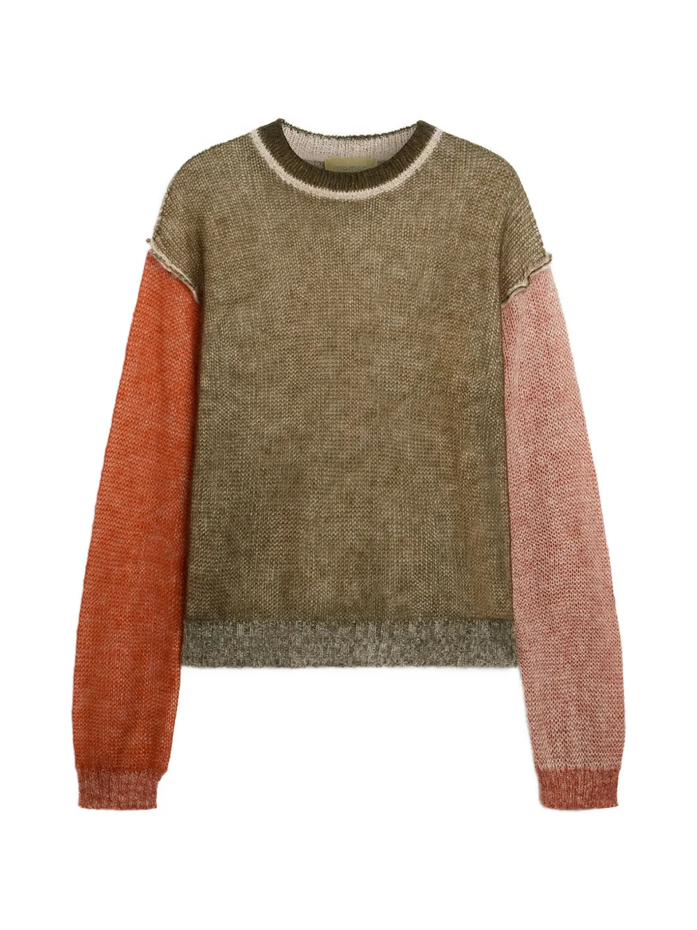 Momoní Alma Colour-block Ribbed Sweater In Green