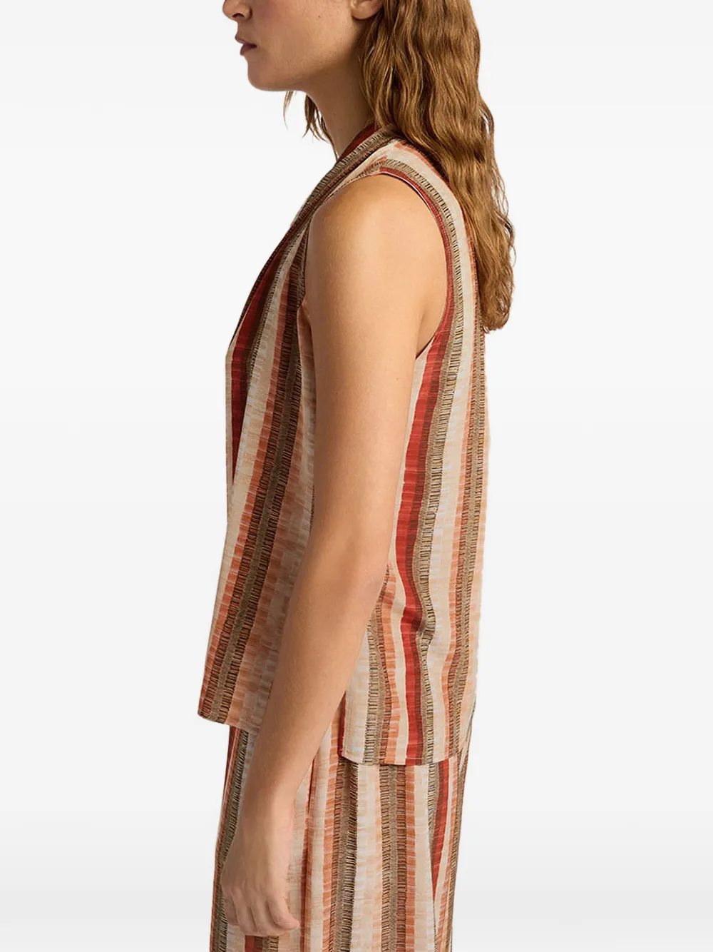 MOMONÌ Kiri gestreept blouse met V-hals Oranje
