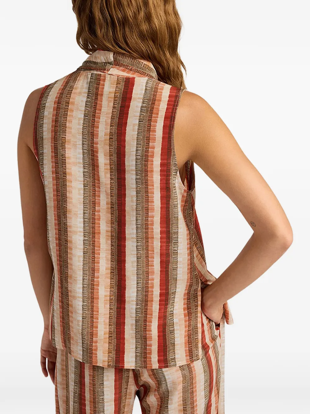 MOMONÌ Kiri gestreept blouse met V-hals Oranje