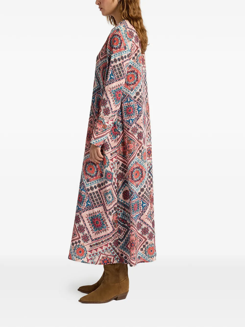 MOMONÌ Chaco jurk met print en V-hals Roze