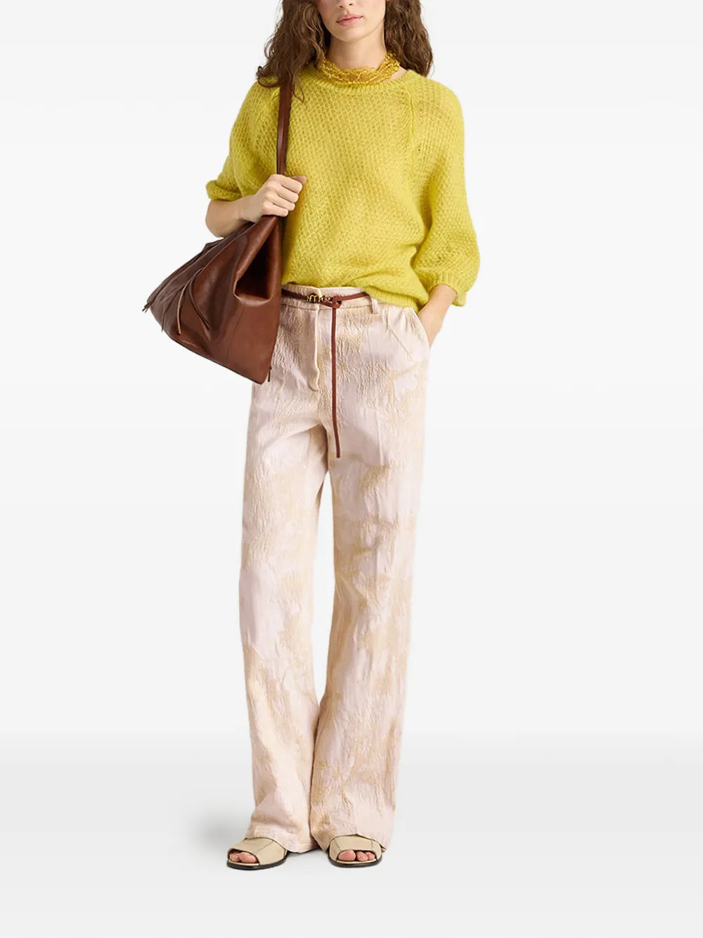  Momoni Milton Jacquard Denim Trousers - Neutrals 