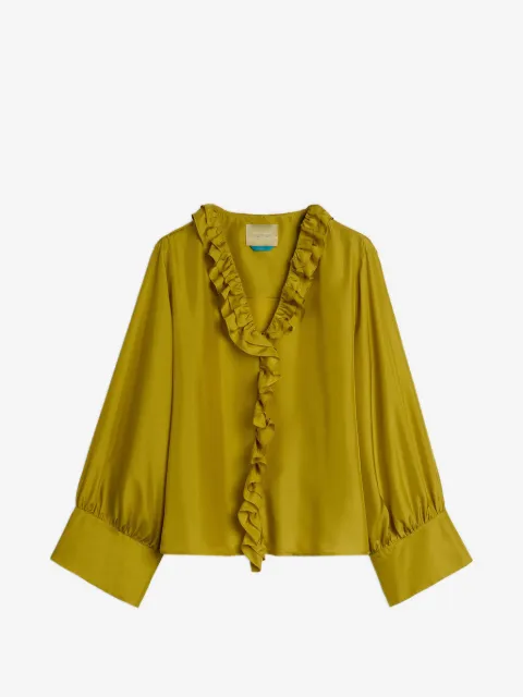 MOMONÌ blusa con volantes y cuello en V