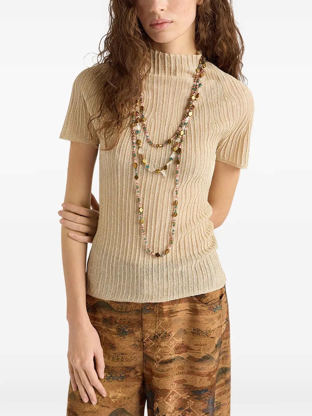  Momoni Ribbed T-shirt - Neutrals 