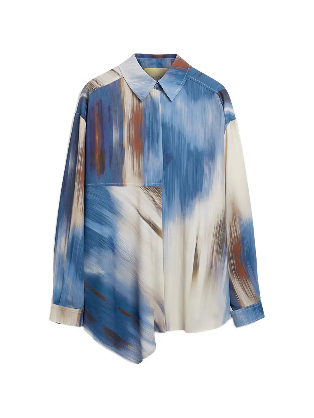 Momoni Camicia Plata asimmetrica con stampa - Blu