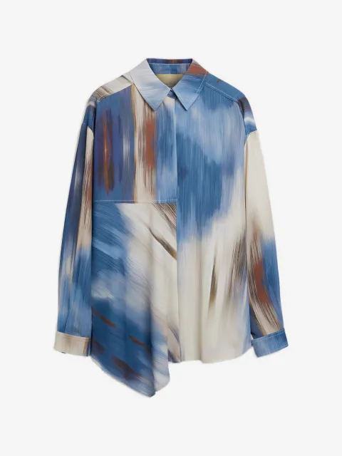 MOMONÌ Plata printed asymmetric shirt